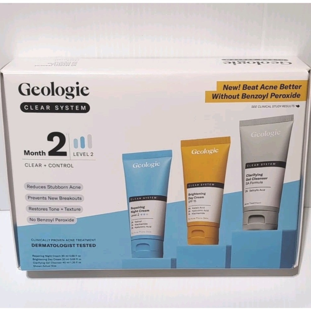 Geologie Clear System Month 2/level 2 Acne treatment Skincare System 3pc - New